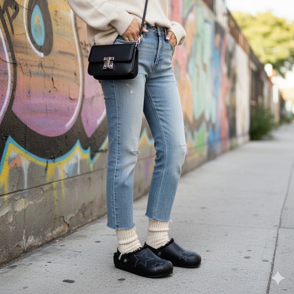 Stella McCartney Black Alter Sporty Mules Buffed faux-leather Size 37 NIB